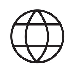 globe world icon symbol flat black line on white vector background