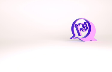 Purple Flag icon isolated on white background. Victory, winning and conquer adversity concept. Minimalism concept. 3d illustration 3D render