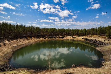Volcanic crater with lake, Inner Mongolia, China