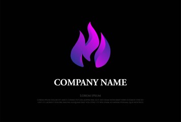 Modern 3D Violet Fire Flame Logo Design Vector