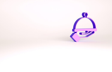Purple Covered with a tray of food icon isolated on white background. Tray and lid sign. Restaurant cloche with lid. Minimalism concept. 3d illustration 3D render