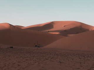 Fototapeta na wymiar Dunes in the Sahara desert, Morocco.