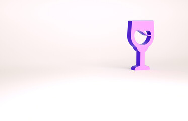 Purple Wine glass icon isolated on white background. Wineglass sign. Minimalism concept. 3d illustration 3D render