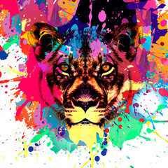 Tiger head with creative abstract element on white background 