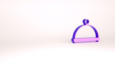 Obraz premium Purple Covered with a tray of food icon isolated on white background. Tray and lid sign. Restaurant cloche with lid. Kitchenware symbol. Minimalism concept. 3d illustration 3D render