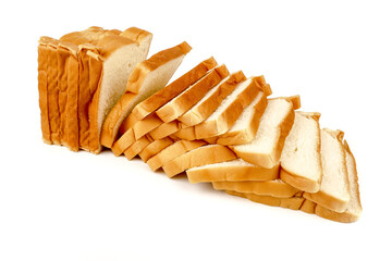 homemade toast wheat bread sliced isolated on white background.
