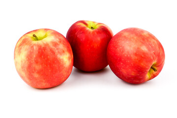 Fototapeta na wymiar Red apples pink lady (Malus domestica Cripps Pink) isolated on white background. Organic fruits for a healthy diet and lifestyle