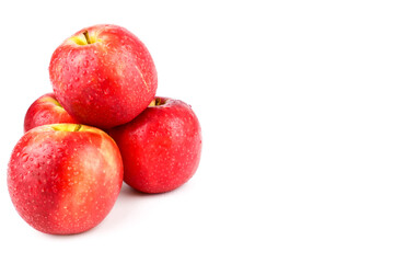 Red apples pink lady (Malus domestica Cripps Pink) isolated on white background. Organic fruits for a healthy diet and lifestyle