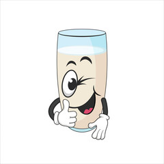 A glass of milk mascot cartoon thumbs up vector graphics