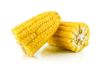 fresh raw corn cob isolated on white background