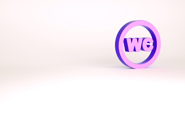 Purple Toilet icon isolated on white background. WC sign. Washroom. Minimalism concept. 3d illustration 3D render