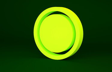 Yellow Plate icon isolated on green background. Cutlery symbol. Restaurant sign. Minimalism concept. 3d illustration 3D render