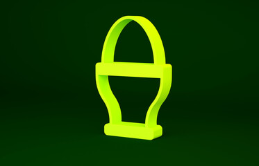 Yellow Chicken egg on a stand icon isolated on green background. Minimalism concept. 3d illustration 3D render
