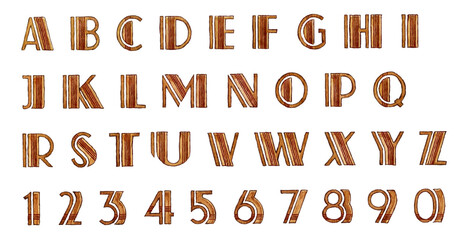 Alphabet ABC vintage Art Deco personal your exclusive special fonts watercolor vector