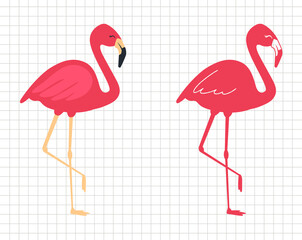 Flamingo vector flat illustration.  Pink bird. Silhouette Cutting file. Suitable for cutting software. Cricut, Silhouette.
