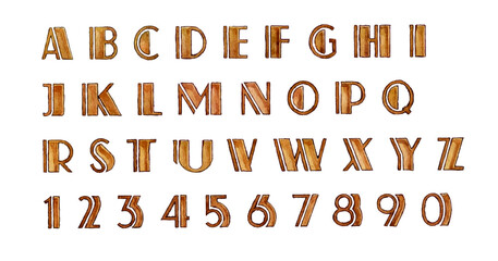Alphabet ABC vintage Art Deco personal your exclusive special fonts watercolor vector