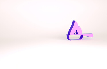 Purple Frying pan icon isolated on white background. Fry or roast food symbol. Minimalism concept. 3d illustration 3D render