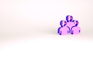 Purple Team of baseball players icon isolated on white background. Minimalism concept. 3d illustration 3D render