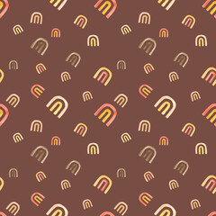 Watercolor baby seamless pattern. Summer Colorful rainbow background pattern. Abstract background  in warm pastel colors of color arcs Watercolor seamless pattern with rainbows.