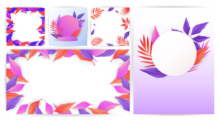 Autumn for content online set with photo frame for text , isolated on white background , illustration vector EPS 10