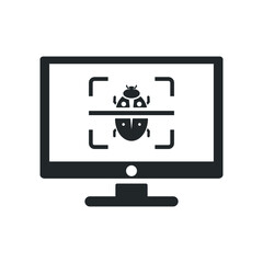 computer bug scan icon design vector