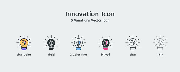 Innovation, process, Idea, science, technology icon, Vector Design With Line, Mixed, Thin, Field, Colorful, Outline Style