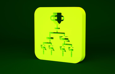 Yellow Results and standing tables scoreboard championship tournament bracket icon isolated on green background. Minimalism concept. 3d illustration 3D render