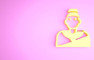 Yellow Baseball coach icon isolated on pink background. Minimalism concept. 3d illustration 3D render