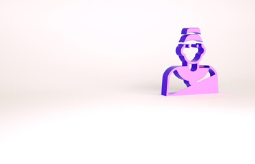 Purple Baseball coach icon isolated on white background. Minimalism concept. 3d illustration 3D render
