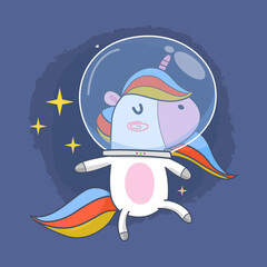 Cute unicorn in space and stars © BabyKer