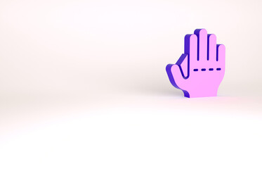 Purple Baseball glove icon isolated on white background. Minimalism concept. 3d illustration 3D render
