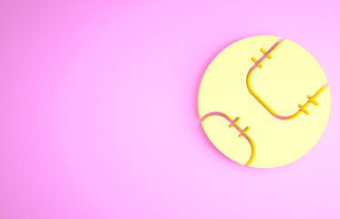Yellow Baseball ball icon isolated on pink background. Minimalism concept. 3d illustration 3D render