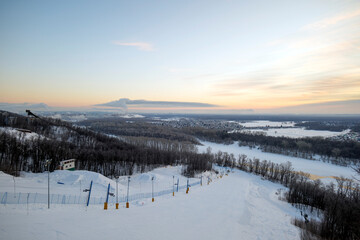 ski slope in Ufa in the early morning