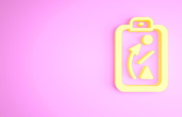 Yellow Planning strategy concept icon isolated on pink background. Baseball cup formation and tactic. Minimalism concept. 3d illustration 3D render
