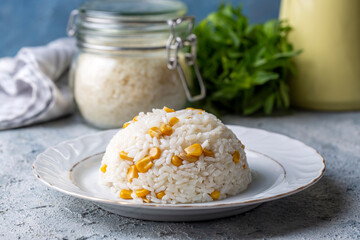 Japanese food, Corn rice in a rice bowl