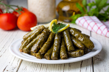 Traditional delicious Turkish foods; stuffed leaves (yaprak sarmasi)