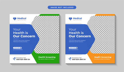 Healthcare promotional social media Instagram post design template Premium Vector