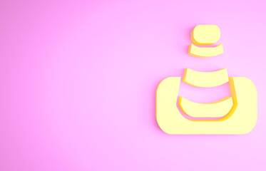 Yellow Traffic cone icon isolated on pink background. Minimalism concept. 3d illustration 3D render