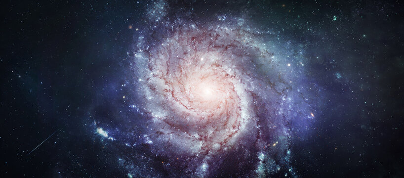 Fototapeta Galaxy and constellation in deep space. Stars and far galaxies. Ultra wide wallpaper background. Sci-fi space wallpaper. Elements of this image furnished by NASA