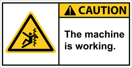 Be careful of the arm being hit by the blade.,Caution sign