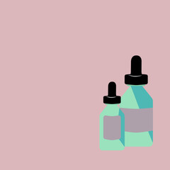 vector image of two bottles of cosmetic serum for the face. Container for cosmetics.