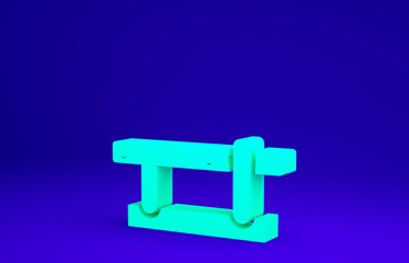 Green Parking car barrier icon isolated on blue background. Street road stop border. Minimalism concept. 3d illustration 3D render