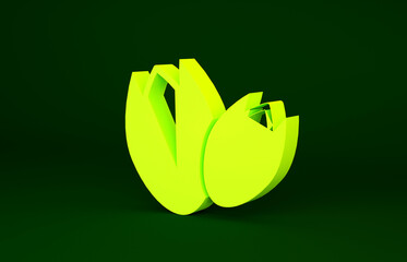 Yellow Pistachio nuts icon isolated on green background. Minimalism concept. 3d illustration 3D render