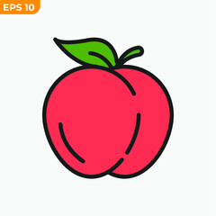 peach fruits icon symbol template for graphic and web design collection logo vector illustration