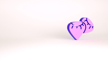 Purple Seeds of a specific plant icon isolated on white background. Minimalism concept. 3d illustration 3D render