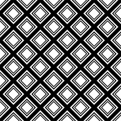 Lines, strokes, squares ornament. Black and white seamless pattern.  Ancient mosaic. Digital paper print. Seamless background.