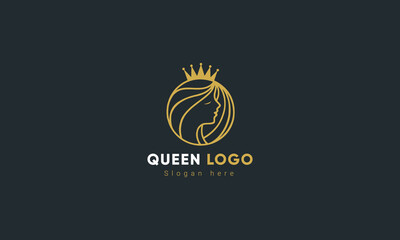 abstract queen logo design. woman crown vector template.