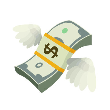 Flying Money Dollar With Wings Emoji Vector