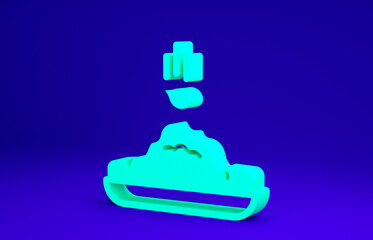 Green Seeds of a specific plant icon isolated on blue background. Minimalism concept. 3d illustration 3D render