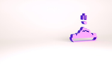 Purple Seeds of a specific plant icon isolated on white background. Minimalism concept. 3d illustration 3D render